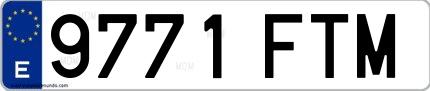 Ejemplo de matrícula española 9771 FTM