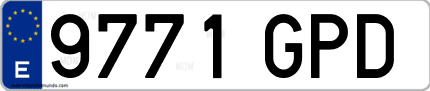 Ejemplo de matrícula de coche ordinaria 9771 GPD