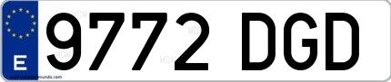 Ejemplo de matrícula española 9772 DGD