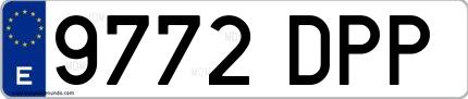 Ejemplo de matrícula española 9772 DPP