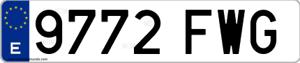 Ejemplo de matrícula de coche ordinaria 9772 FWG