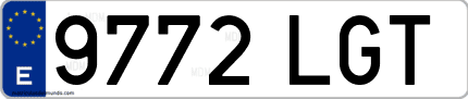 Ejemplo de matrícula de coche ordinaria 9772 LGT