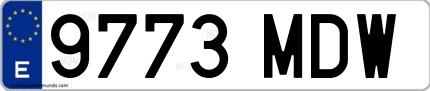 Ejemplo de matrícula española 9773 MDW