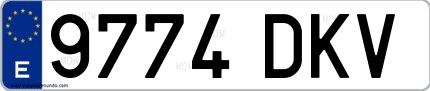 Ejemplo de matrícula española 9774 DKV