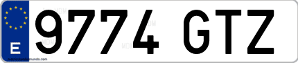 Ejemplo de matrícula de coche ordinaria 9774 GTZ