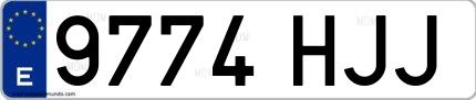 Ejemplo de matrícula española 9774 HJJ