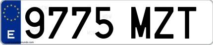 Ejemplo de matrícula española 9775 MZT