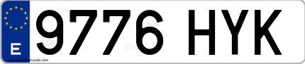 Ejemplo de matrícula de coche ordinaria 9776 HYK