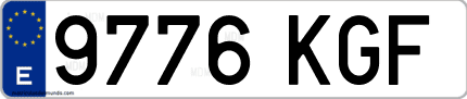 Ejemplo de matrícula de coche ordinaria 9776 KGF