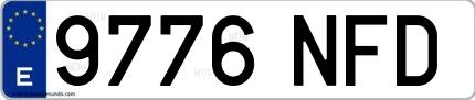 Ejemplo de matrícula española 9776 NFD