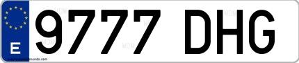 Ejemplo de matrícula española 9777 DHG