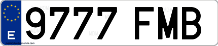 Ejemplo de matrícula de coche ordinaria 9777 FMB