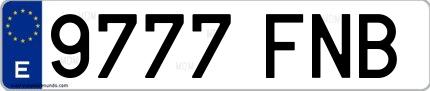 Ejemplo de matrícula española 9777 FNB