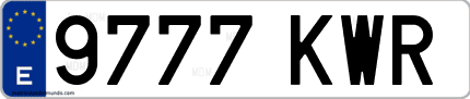Ejemplo de matrícula de coche ordinaria 9777 KWR