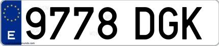 Ejemplo de matrícula española 9778 DGK