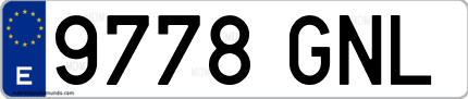 Ejemplo de matrícula de coche ordinaria 9778 GNL