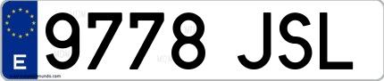 Ejemplo de matrícula española 9778 JSL