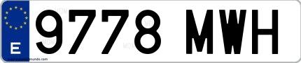 Ejemplo de matrícula española 9778 MWH