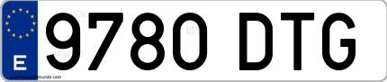 Ejemplo de matrícula española 9780 DTG