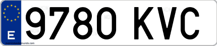 Ejemplo de matrícula de coche ordinaria 9780 KVC