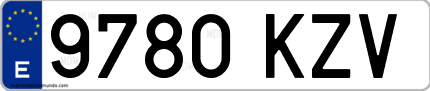 Ejemplo de matrícula de coche ordinaria 9780 KZV