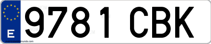 Ejemplo de matrícula de coche ordinaria 9781 CBK