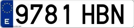 Ejemplo de matrícula española 9781 HBN