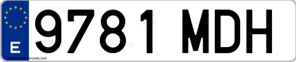 Ejemplo de matrícula de coche ordinaria 9781 MDH