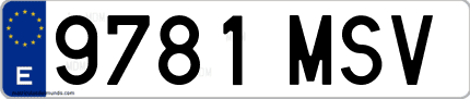 Ejemplo de matrícula de coche ordinaria 9781 MSV