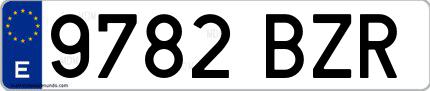 Ejemplo de matrícula española 9782 BZR