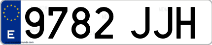 Ejemplo de matrícula de coche ordinaria 9782 JJH