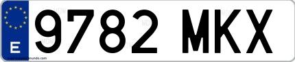Ejemplo de matrícula española 9782 MKX