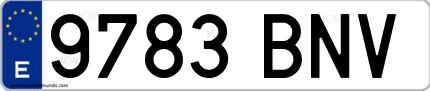 Ejemplo de matrícula de coche ordinaria 9783 BNV