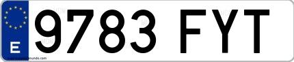 Ejemplo de matrícula española 9783 FYT