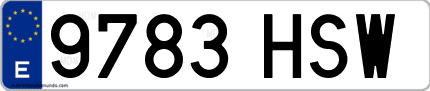 Ejemplo de matrícula de coche ordinaria 9783 HSW