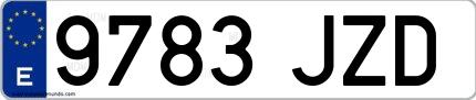 Ejemplo de matrícula española 9783 JZD