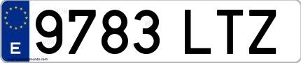 Ejemplo de matrícula española 9783 LTZ