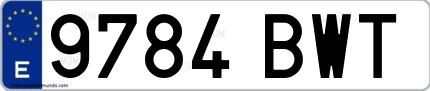 Ejemplo de matrícula española 9784 BWT