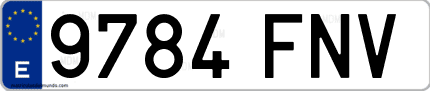 Ejemplo de matrícula de coche ordinaria 9784 FNV