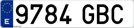 Ejemplo de matrícula española 9784 GBC