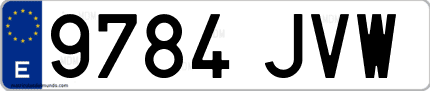 Ejemplo de matrícula de coche ordinaria 9784 JVW