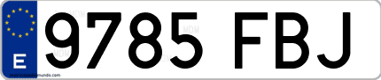 Ejemplo de matrícula de coche ordinaria 9785 FBJ