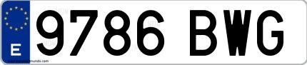 Ejemplo de matrícula española 9786 BWG
