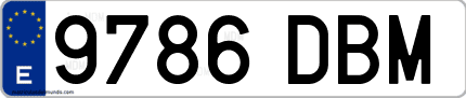 Ejemplo de matrícula de coche ordinaria 9786 DBM