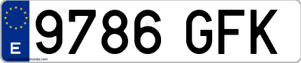 Ejemplo de matrícula de coche ordinaria 9786 GFK