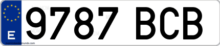 Ejemplo de matrícula de coche ordinaria 9787 BCB