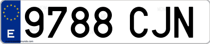Ejemplo de matrícula de coche ordinaria 9788 CJN
