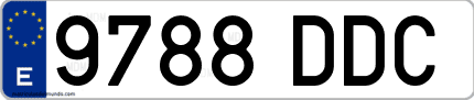 Ejemplo de matrícula de coche ordinaria 9788 DDC