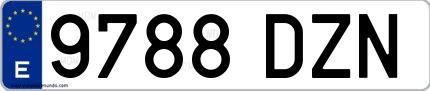 Ejemplo de matrícula española 9788 DZN