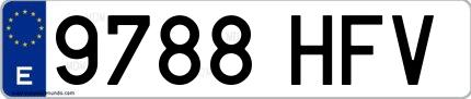Ejemplo de matrícula española 9788 HFV
